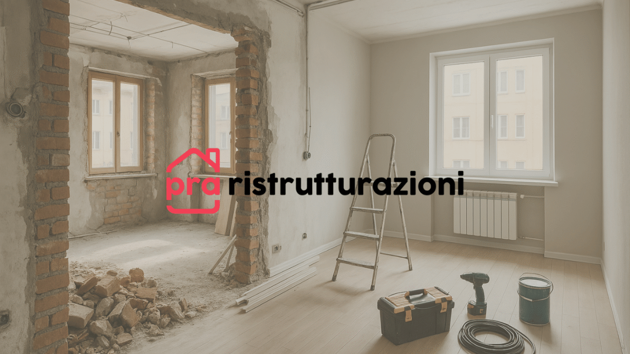 Interni di una casa in ristrutturazione a Roma con lavori in corso nel 2025